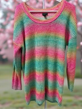 torrid Pink & Green Ombre Scoop Neck Sweater